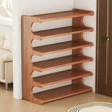 LOVEWE 4/5/6-Tier Natural Wood Color Wooden Shoe Rack - Multi-Layer Freestanding Shoe Storage Organizer With Wood Grain Finish, Stackable Shoe Shelves For Entryway, Closet, Hallway, Mudroom, And Front Door, Space-Saving Narrow Shoe Organizer Fits 15-24 Pairs Of Shoes, Easy Assembly Home Storage Supplies For Renters​