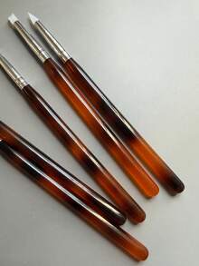 5支琥珀色硅胶美甲雕塑笔，亚克力美甲工具，适用于贴箔、雕刻、上色、塑形设计 - 彩色 - 查看 4