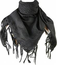 Premium Shemagh Neck Scarf, Fashionable Accessory - Orig - Black/Black - View 9