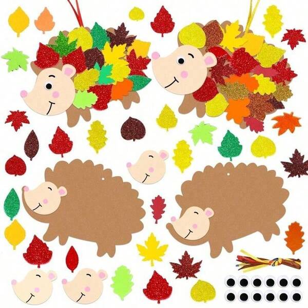 Igel Basteleien für Kinder lassen Sie Igel Schaumstoff Aufkleber selbst machen, DIY Herbst Kunst und Handwerk für Jungen Mädchen Party Zubehör Kunstaktivitäten Geburtstagsgeschenke Herbst Thanksgiving Dekoration