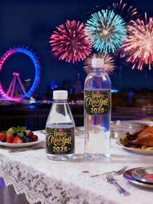 10/24 unidades Etiquetas adhesivas para botellas de Año Nuevo 2026, Etiquetas adhesivas para botellas de agua de fiesta de Año Nuevo, Etiquetas adhesivas para regalos de fiesta de Año Nuevo, Decoraciones de mesa de Nochevieja 2026, Suministros para fiestas de celebración de Año Nuevo, Etiquetas adhesivas para envolver regalos de Año Nuevo, Decoraciones de aniversario, Pegatinas decorativas de Año Nuevo, Decoración de Año Nuevo, Suministros para envolver regalos de Año Nuevo