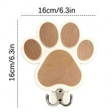 1pc Thickened Pet Leash Storage Hook, Dog Paw Pattern Multifunctional Rustic Wooden Hook Suitable For Pet Supplies Storage, Towel & Clothes Hanger