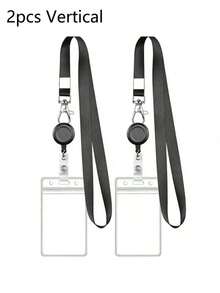 2个装可伸缩证件卡套 - 防水PVC卡套，带挂绳，适合教师/办公室工作人员返校使用 - 直式款 - 查看 9