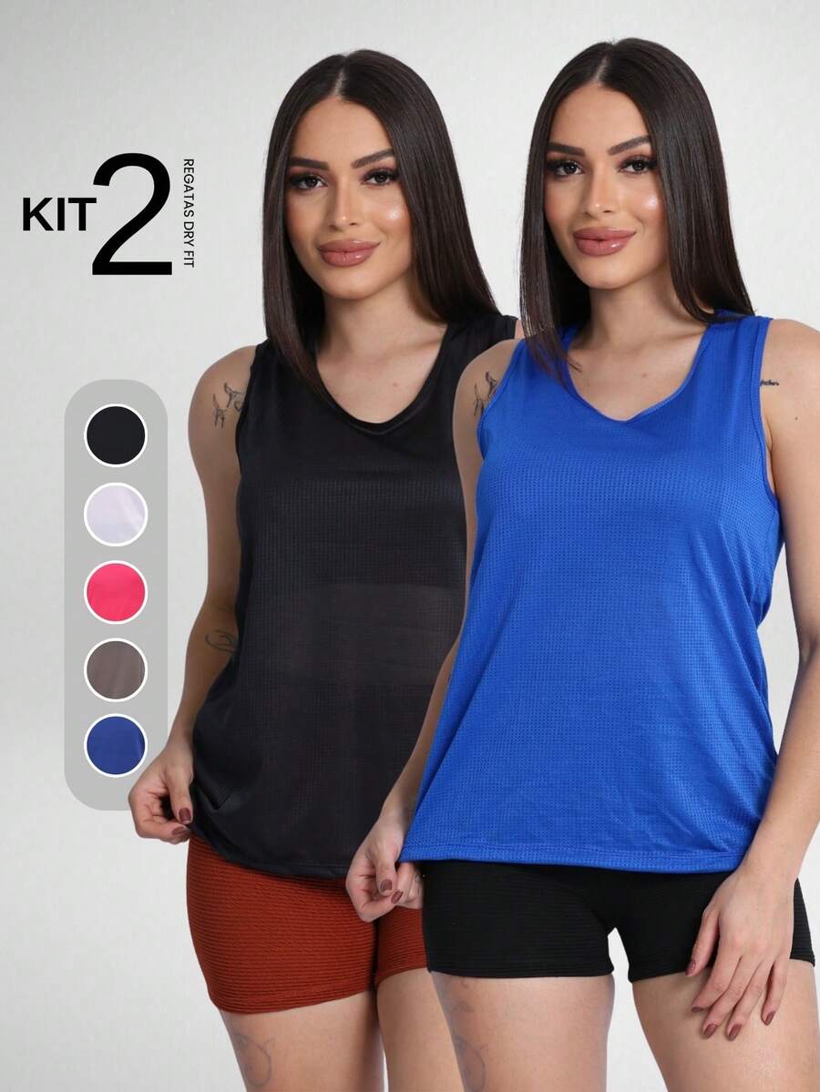 Women Sports Tees & Tanks - Blue - View 1
