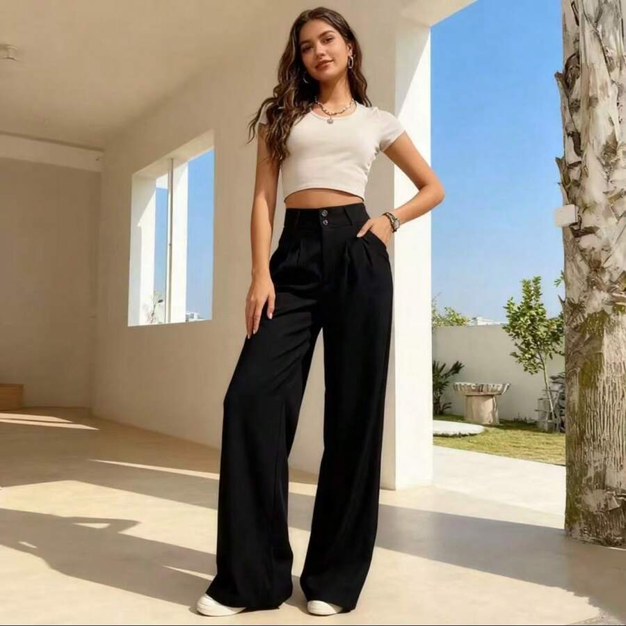 Marrant Moda Women's Dress Pants Light Pink Foreign Fashion Elegance And Comfort For All Occasions Versatile And Premium - màu đen - Xem 1