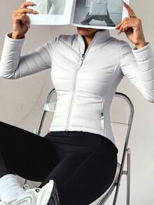 Chamarra Para Dama Casual Acolchada Capitonada De Moda - Blanco - Ver 3