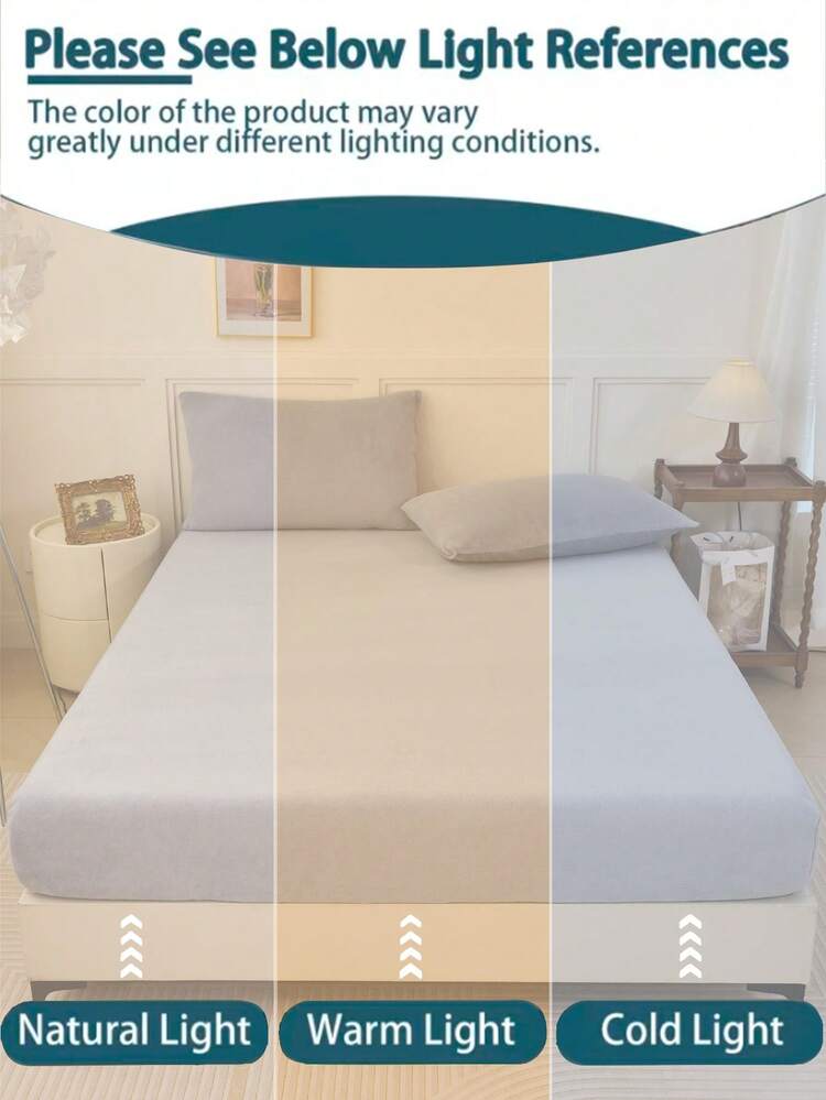 2/3pcs Light Gray Velvet Fitted Sheet Set Warm Soft Solid Fuzzy Fitted Sheet Bedspread Set King Queen Full Twin Size, Luxury Super Soft Cozy Comfy Bottom Sheet With 11.8" Deep Pocket,Suitable For Fall Winter And Spring 1Fitted Sheet+1/2Pcs Pillowcases - Light Grey - View 6