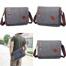 13 Inch Vintage Men's Canvas Messenger Bag Laptop Shoulder Satchel Crossbody Sling Bookbag School Bag Briefcase Laptop Bag Grey - Grey - View 1
