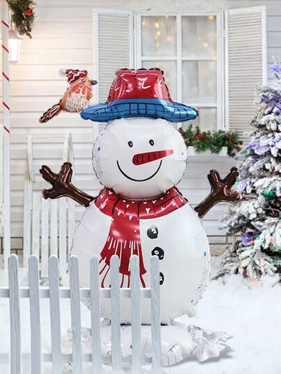 1 balão de boneco de neve de Natal em pé, boneco de neve com cachecol vermelho, balão com tema de gelo e neve, adequado para decoração de Natal, decoração de festa de ano novo, decoração de festa de Natal, decoração de ano novo de 2026, decoração de festa de inverno, suprimentos para festas de fim de ano