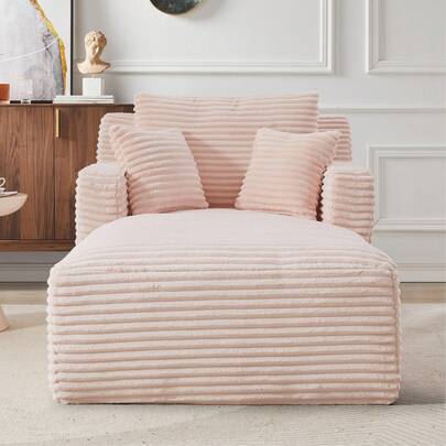 Modern Corduroy Chaise Lounge Sofa, Comfortable Sofa Bed/Recliner No Assembly Reclining Chair For Living Room, Office And Apartment