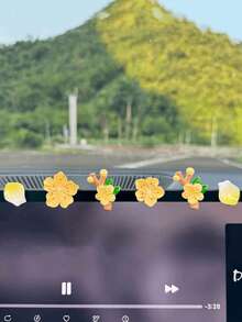 6 piezas Accesorios de decoración interior de coche - Decoración de pantalla de salpicadero de coche con flor de melocotón 3D - Unitalla - Ver 12