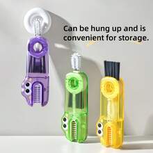 3-In-1 Crocodile Shaped Cup Brush: Ergonomic Handle, Easy To Clean Hard-To-Reach Areas, Durable Multi-Functional Design - Suitable For Bottles, Baby Bottles, Etc. (Purple/Yellow/Green) - Fits 90% Of Containers - 1 Random Color - View 6