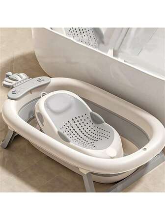 1件装婴儿洗澡支撑架新生儿浴盆支撑架可折叠浴床防滑脊椎保护婴儿洗澡托盘