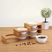 1/2/3 Bowls Cat Dog Feeders Bowl Ceramic Tableware Pet Food Water Bowl Bamboo Frame Antiskid Pet Supplies Dog Cat Feeding Bowl