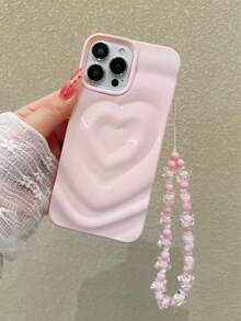 粉色闪光爱心亮片保护壳，兼容 17 Pro Max/17 Pro/17/16 Pro/16/14 Pro/14、13/12/11、15 Pro Max/15 Plus/15 Pro/15，防摔，带挂绳 - 粉色 - 查看 2