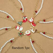 Braccialetto in lega natalizio con ciondoli a forma di albero di Natale, Babbo Natale, pupazzo di neve, renna, campana, fiocco di neve - ottima scelta regalo per famiglia e amici