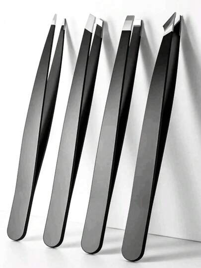 4Pcs Precision Tweezers Set For Eyebrows, Professional Stainless Steel Tweezers For Eyebrows - Great Precision For Facial Hair, Splinter And Ingrown Hair Removal Eyebrow Trimmers Hair Removal, Face Hair Removal, Hair Trimmer, Hair Trimmer, Barber Supplies, Haircut, Bag, Organizer, Storage, Hair Accessories