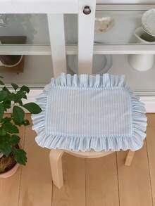 1/2/6/10件天蓝色条纹蕾丝餐垫、装饰餐巾，精致小众INS风格，适合节日和家居装饰