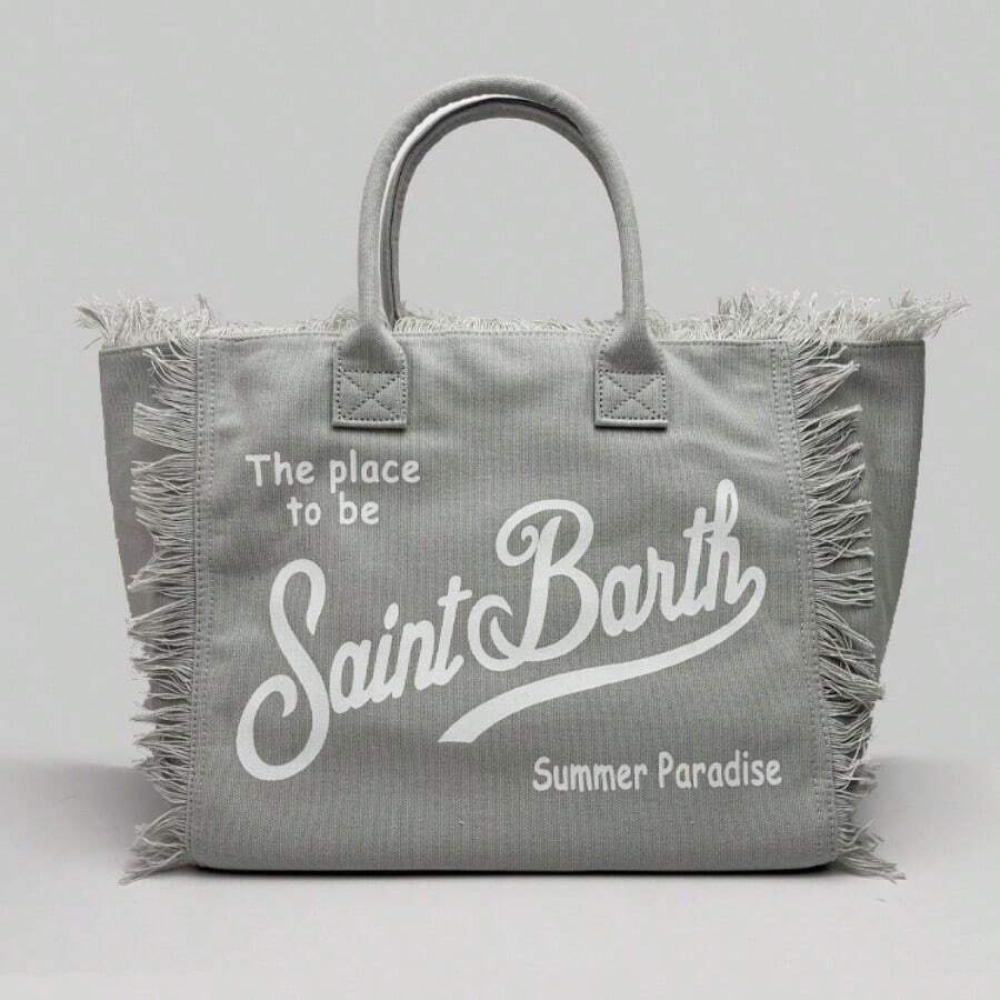 MC2 New European And American Women's Fashion Large Capacity Horizontal Striped Dark Blue Tassel Beach Handbag St Barth - 灰色 - 查看 1