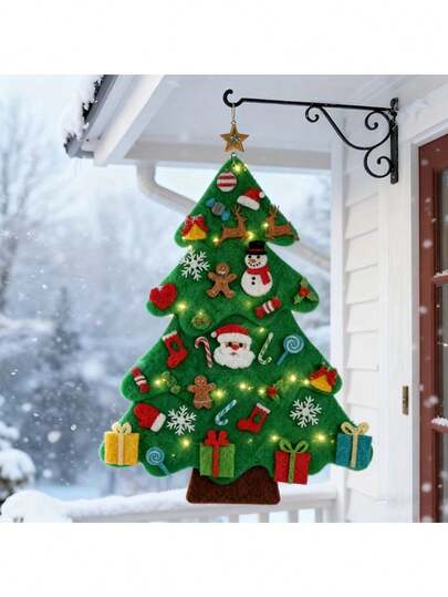 32pcs 3D Patchwork Christmas Tree, Felt Christmas Tree, Handmade DIY Holiday Decoration Hanging Ornament, Holiday Home Decor, Halloween Christmas Valentine's Day Gift, Holiday Gift