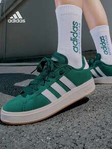 Adidas 阿迪达斯 GRAND COURT BASE 00S 休闲运动鞋“面包鞋”阿迪达斯 Grand Court Base 00s BA SE 00s 舒适百搭薄底低帮滑板鞋男女通用绿白黄 - 綠色 - 查看 6