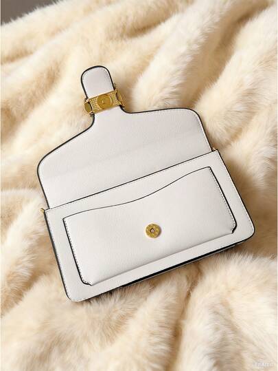 حقيبة يد ملكية عصرية، حقيبة مربعة صغيرة من جلد البولي يوريثان ذات لون أحادي للتنقل اليومي، حقيبة كتف بسيطة للنساء