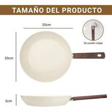 Sartn con Revestimiento Antiadherente, Sartn Libre de PFOA, Conduccin Uniforme y Rpida, Apto Universal para Estufas de Gas, Elctrica, Cermica Crema, 20cm - 20 cm + Crema - Ver 7