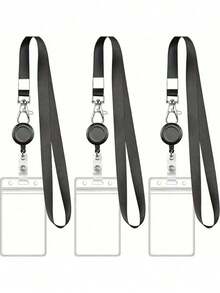 2个装可伸缩证件卡套 - 防水PVC卡套，带挂绳，适合教师/办公室工作人员返校使用 - 直式款 - 查看 1