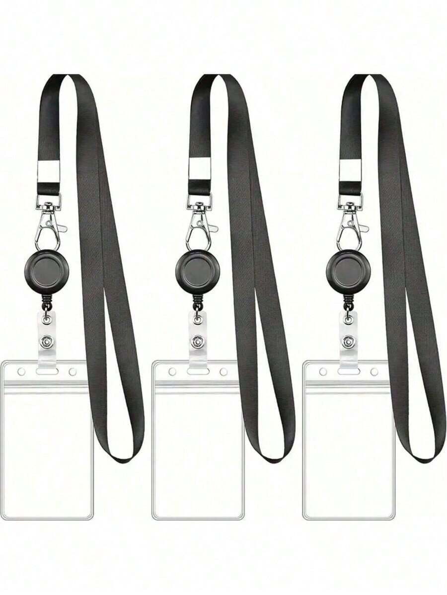 2个装可伸缩证件卡套 - 防水PVC卡套，带挂绳，适合教师/办公室工作人员返校使用 - 直式款 - 查看 1