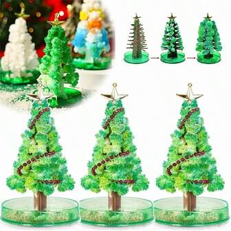 1pc Magic Growing Crystal Christmas Tree, Contemporary Paper Craft Figurine, Festive Decoration For Living Room & Various Spaces, No Electricity Required, Ideal For Christmas, Halloween, New Year, And Valentine's Day Gifts