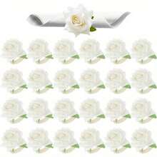 10pcs Rose Napkin Rings For Valentine's Day, Artificial Rose Napkin Rings, Handmade Flower Napkin Rings, Fake Rose Flower Napkin Rings For Wedding Table Decor, Suitable For Valentine's Day Party