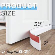 ALQD 2 Pack Under Door Draft Stopper, 39 Premium Door Sweep Seal Strip Door Weather Stripping, Save & Easy Instal Sound Proof Bottom Seal - Keeping Out Cold/Hot & Noise - White - View 2
