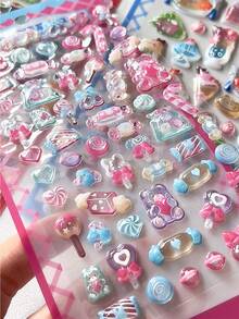 3D Embossed Cute Food Retro Stickers, DIY Phone Case, Scrapbooking, Fidget Toys - Multicolor - View 4