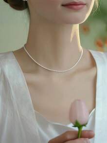 1 件女士时尚简约珍珠串珠项链，个人风格项链适合送礼、约会、佩戴、甜美、可爱、奢华、优雅，也适合男士