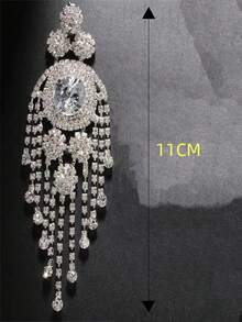 奢华水钻流苏爪链耳环，夸张波西米亚风新娘耳环，多层夸张大耳环，优雅轻盈流苏爪链耳环，几何耳环，精致吊坠耳环 - 金色 - 查看 4