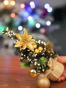 1pc Micro Landscape DIY Christmas Decoration Christmas Tree Pottery 20cm Mini Ornament, Shop Window Doll House Decoration Accessories, Surprise Gifts For Christmas Party Activities Home Decor Christmas Decorations Room Decor Winter