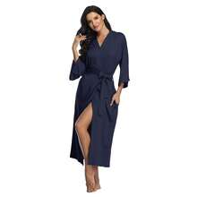 Women's Long Robes Ladies Kimono Bathrobes Full Length Robes Soft Modal Sleepwear Nightgown{"Size_name":"Large","Color_name":"NavyBlue"} - 海軍藍 - 查看 1