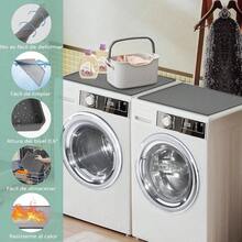 Protector Superior de Lavadora y Secadora 60*65cm, 1 Pieza Alfombrilla Protectora de Goma de Silicona, Antipolvo, Antideslizante, Impermeable y Resistente al Desgaste, para el lavadero del Hogar Gris, L - 1 Pieza L + Gris - Ver 3