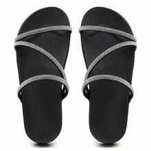 Sandalia Feminina Papete Feminina Birken Tiras Em Strass