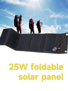 Monocrystalline Silicon Portable Solar Charger Panel, Featuring 5 High-Efficiency Photovoltaic Cells For Fast Charging, Specially Designed For Outdoor Emergency Use, Foldable For Storage In Carry Bag