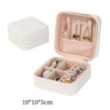 Portable Travel Jewelry Box Storage Bag Ring Necklace Pouch Good Gift - 粉色 - 查看 3