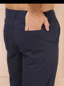 Men's Bermuda Shorts, Colored Twill, Premium Jeans, Various Colors - 藍色 - 查看 2