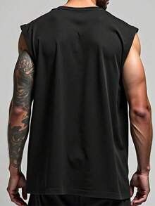 Kit 2 Regata Lisa Cavada Machão Masculino Sem manga Moda Praia Verão Algodão - Bege/Preta - Visão 4