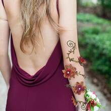 FRESHME Renaissance Fairy Floral Arm Wrap - 1 PC Elf Bracelet Forest Mother Nature Costume Renfaire Cosplay Fairy Accessories{"Color_name":"DarkRed"} - DarkRed - View 3