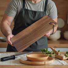 1pc - Rosewood Handle Cutting Board/Steak Board - Multipurpose Wooden Cheese Platter, Double-Sided Durable Kitchen Chopping Board, Rectangular Design With Hanging Hole (15 Inch), Wooden Butcher Block, Home Meat Cutting Board, Cheese & Charcuterie Board, Washable Fruit Board, Home & Dorm Chopping Board, Kitchen Essentials, Kitchen Gadgets - Must-Have Apartment Cooking Accessory, Suitable For Outdoor Camping, Graduation, Back To School, Wedding Season, Christmas, Thanksgiving, Easter, Halloween