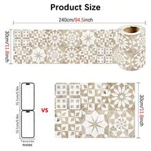 1 pieza Adhesivo de PVC para cocina, pegatina de pared con patrón geométrico retro plano, apta para pared, piso, zócalo, decoración de molduras, decoración de azulejos, decoración del hogar, cocina, sala de estar, baño, dormitorio, oficina - Multicolor - Ver 11