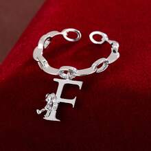 1 chiếc nhẫn điều chỉnh được hình gấu hoạt hình leo chữ, đính đá Cubic Zirconia, dành cho nữ. - Nhiều màu - Xem 40