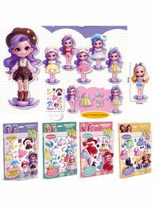 Princess Dress-Up Magnetic Stickers, Playhouse Toys, Magnetic Stickers, DIY Dress-Up, Reusable, Girl Dress-Up Toys, Girl Toy Gifts, Suitable For Girls Aged 3 And Up As Toys, Gifts, And Birthday Presents. - Multicolor - View 3
