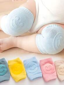 Joelheira Para Bebê Antiderrapante Confortável Par Infantil Engatinhar Proteção Criança Joelheira Bebe Engatinhar Infantil Proteção Para Joelhos Crianças Meias - Rosa Bebê - Visão 6