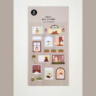 1 Pc Korean Import Brand Suatelier Window Tiny Moments Paper Stickers Cute Scrapbooking Diy Journaling Diary Decor Stationery Sticker